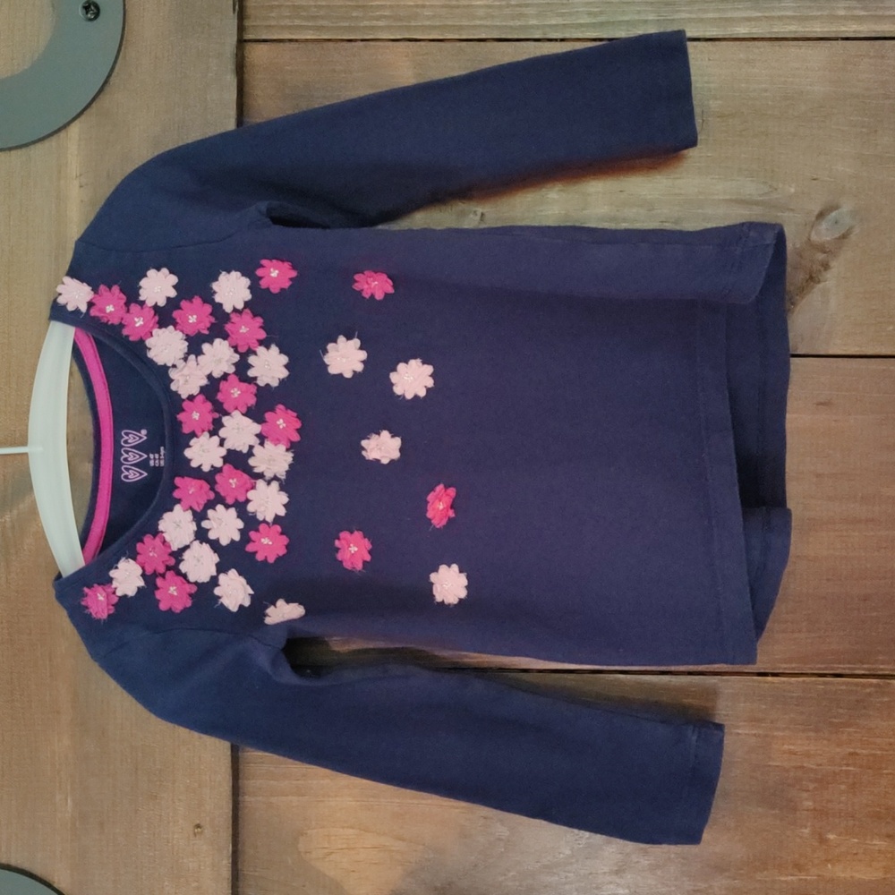 Three Hearts, Navy Blue Long Sleeve Shirt size 4T